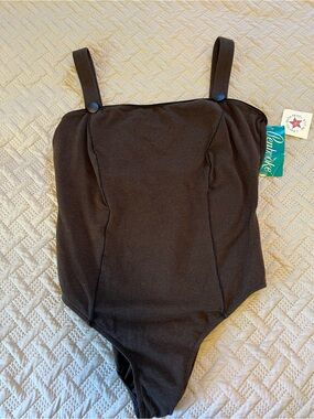 Penbrooke Vintage Brown Mesh Textured One Piece Swimsuit Wide
Strap Sz 24W USA